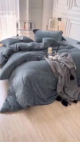 91家纺网 家纺一手货源 找家纺 安莱生活 2022新款牛奶绒雕花210克重丽芙系列 巴黎灰