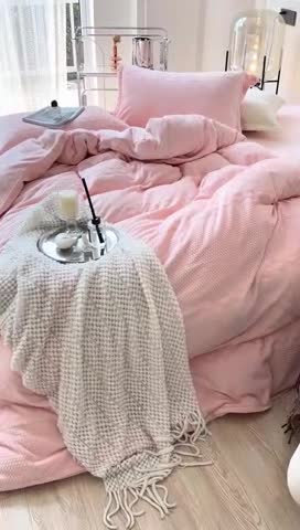 91家纺网 家纺一手货源 找家纺 安莱生活 2022新款牛奶绒雕花210克重丽芙系列 蔷薇粉