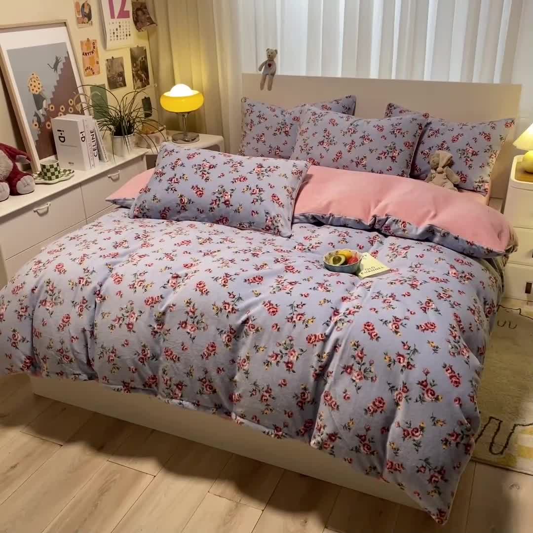 91家纺网 家纺一手货源 找家纺 大渔生活 2024新款牛奶绒印花系列四件套 西雅