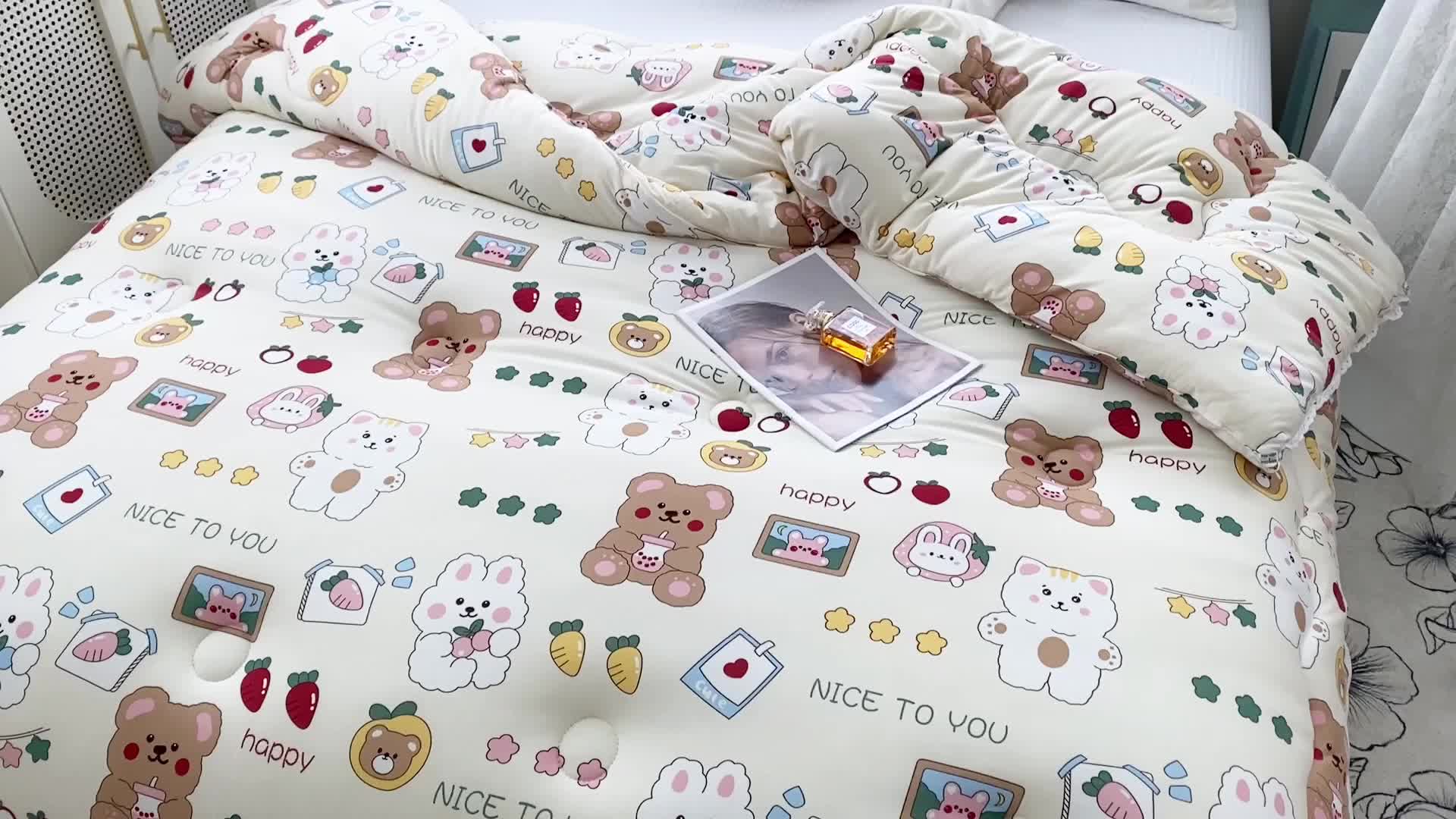 91家纺网 家纺一手货源 找家纺 畅畅 A类数码印花针织棉牛奶蛋白大豆冬被春秋被 奶油宝贝