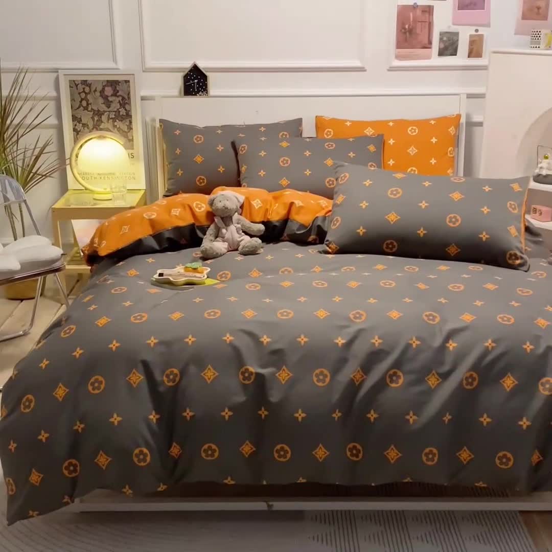 91家纺网 家纺一手货源 找家纺 晨希 2022新款清新全棉印花四件套 凡米