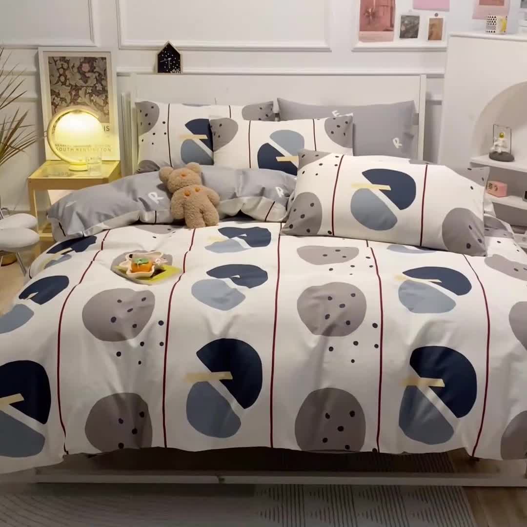 91家纺网 家纺一手货源 找家纺 晨希 2022新款清新全棉印花四件套 洛可