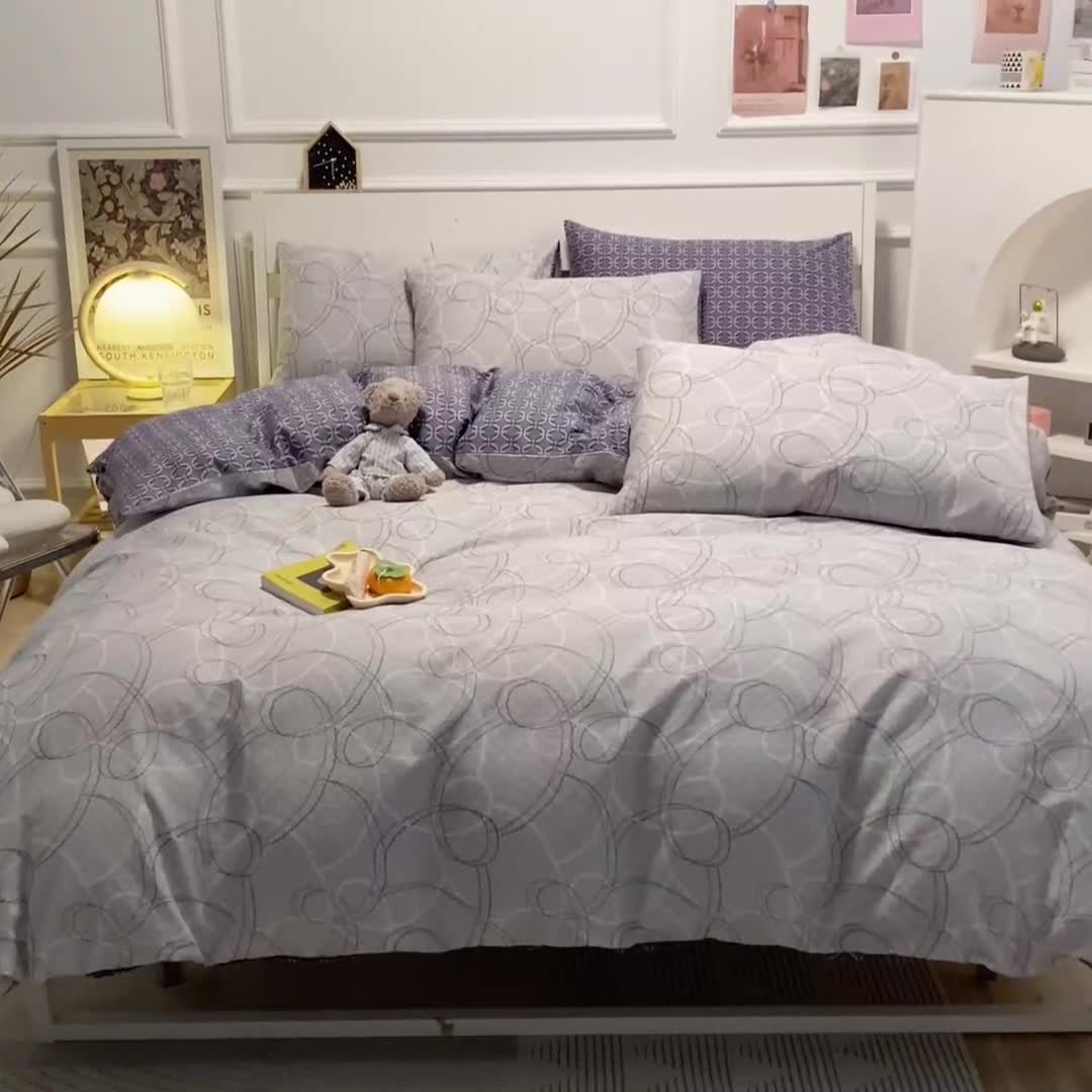 91家纺网 家纺一手货源 找家纺 晨希 2022新款清新全棉印花四件套 岁月