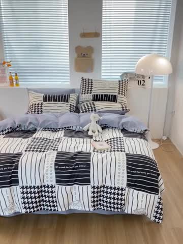 91家纺网 家纺一手货源 找家纺 黑马家居新款全棉印花喷气12868套件-单被套雅卉