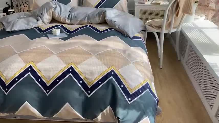 91家纺网 家纺一手货源 找家纺 黑马家居新款全棉印花喷气12868套件-单被套加州