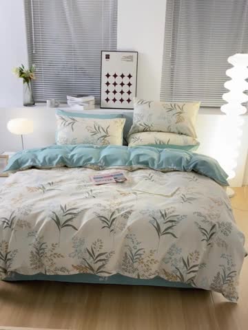 91家纺网 家纺一手货源 找家纺 黑马家居新款全棉印花喷气12868套件-单被套江南