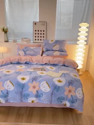 91家纺网 家纺一手货源 找家纺 黑马家居新款全棉印花喷气12868套件-单被套乐天派