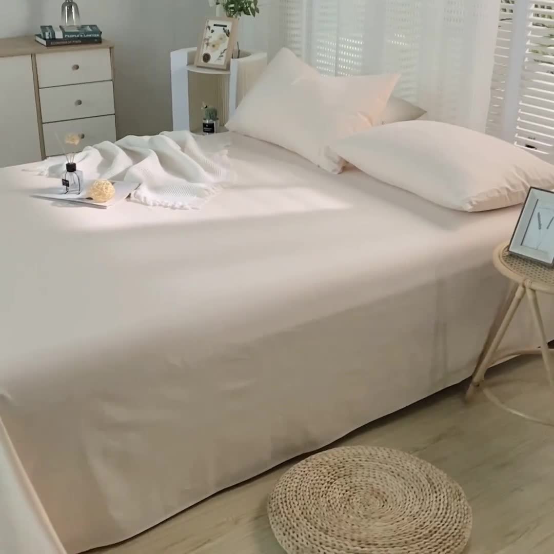 91家纺网 家纺一手货源 找家纺 蓝邻家纺 2023新款全棉40支磨毛系列 单品床单 白桃麻薯
