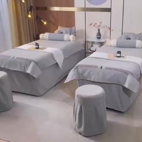 91家纺网 家纺一手货源 找家纺 莉人坊 2023彩棉麻美容床罩-小蜜蜂 小蜜蜂灰色