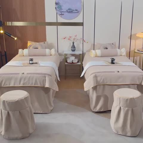 91家纺网 家纺一手货源 找家纺 莉人坊 2023彩棉麻美容床罩-小蜜蜂 小蜜蜂驼色