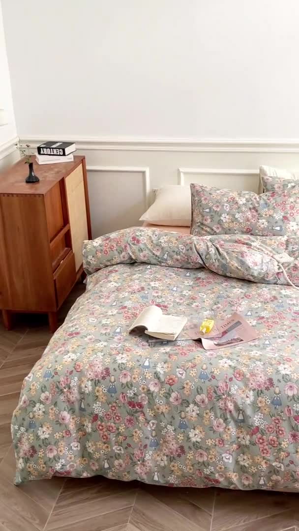 91家纺网 家纺一手货源 找家纺 昔可家纺 2022新款仙女风全棉爱丽丝系列印花四件套 公主的梦境