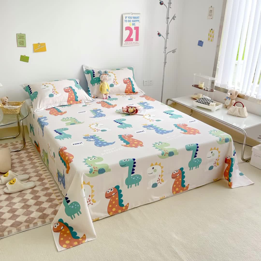 91家纺网 家纺一手货源 找家纺 绵庭 2022年秋冬12868全棉四件套 动漫恐龙