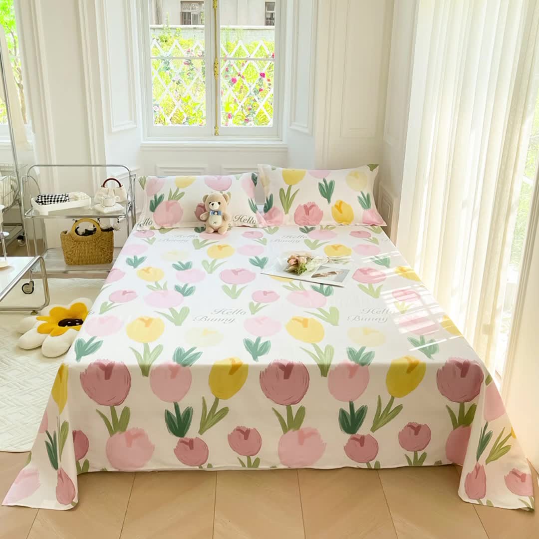 91家纺网 家纺一手货源 找家纺 绵庭 2022年秋冬12868全棉四件套 欣然花开