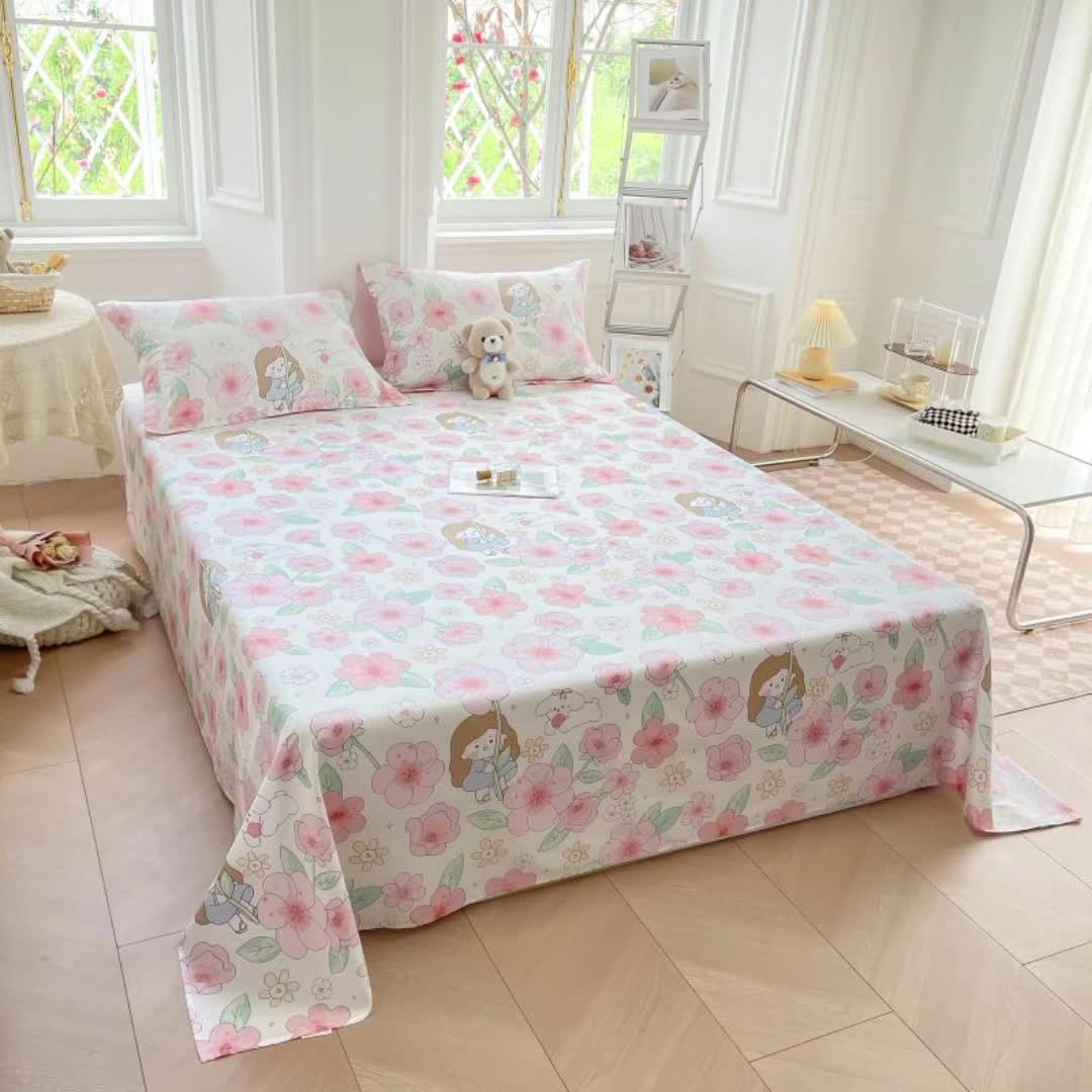 91家纺网 家纺一手货源 找家纺 绵庭 2022年秋冬12868全棉四件套 樱之漫舞