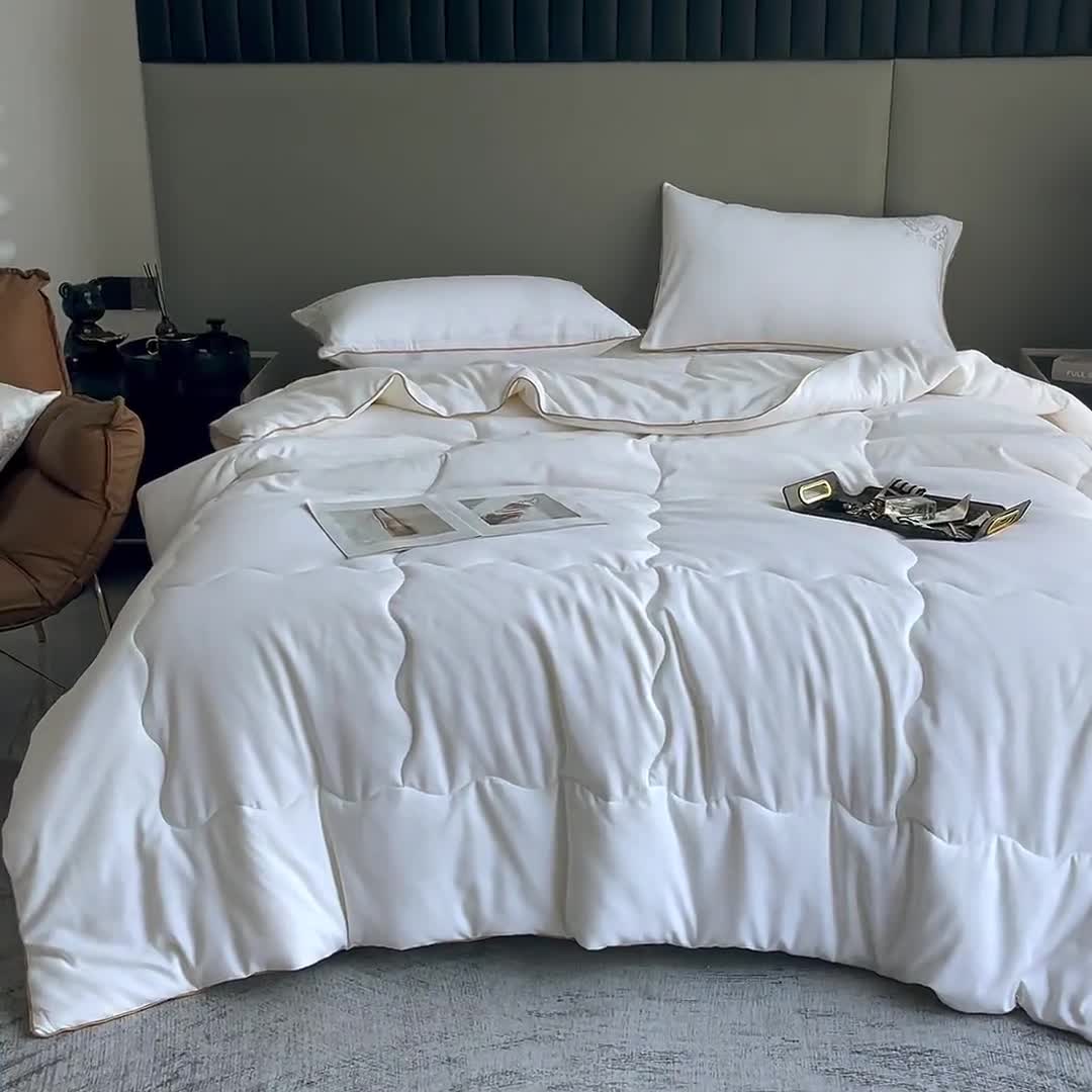 91家纺网 家纺一手货源 找家纺 匠心 2022新款超柔磨毛立体暖绒大豆冬被被子被芯 冬被白色