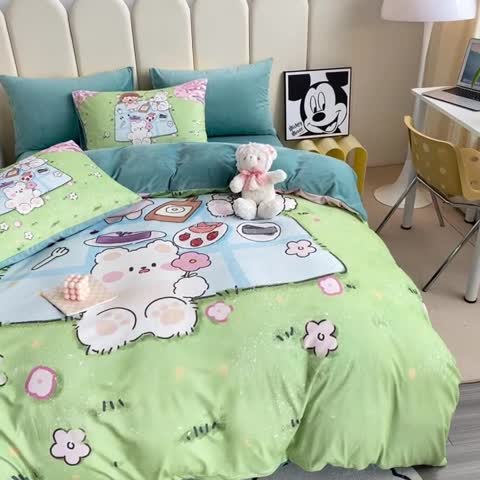 91家纺网 家纺一手货源 找家纺 博雅 2022新款婴儿绒大版印花系列四件套 不想分开