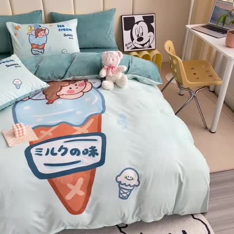 91家纺网 家纺一手货源 找家纺 博雅 2022新款婴儿绒大版印花系列四件套 相望