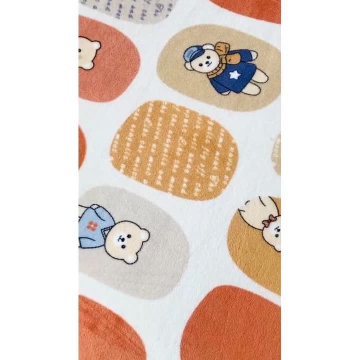 91家纺网 家纺一手货源 找家纺 小虾米 2022新款加厚牛奶绒单品床笠单件套三件套 波点小熊