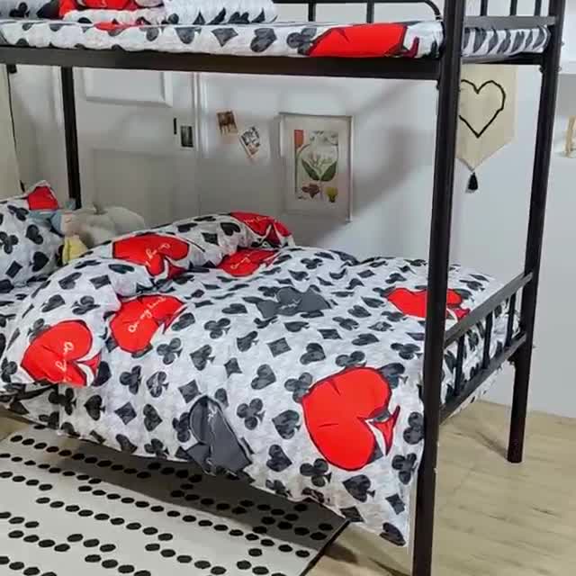 91家纺网 家纺一手货源 找家纺 乐居坊 2022新款芦荟棉上下铺学生床三件套四件套 国王皇后