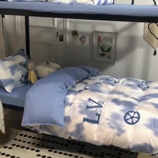 91家纺网 家纺一手货源 找家纺 乐居坊 2022新款芦荟棉上下铺学生床三件套四件套 梦幻都市