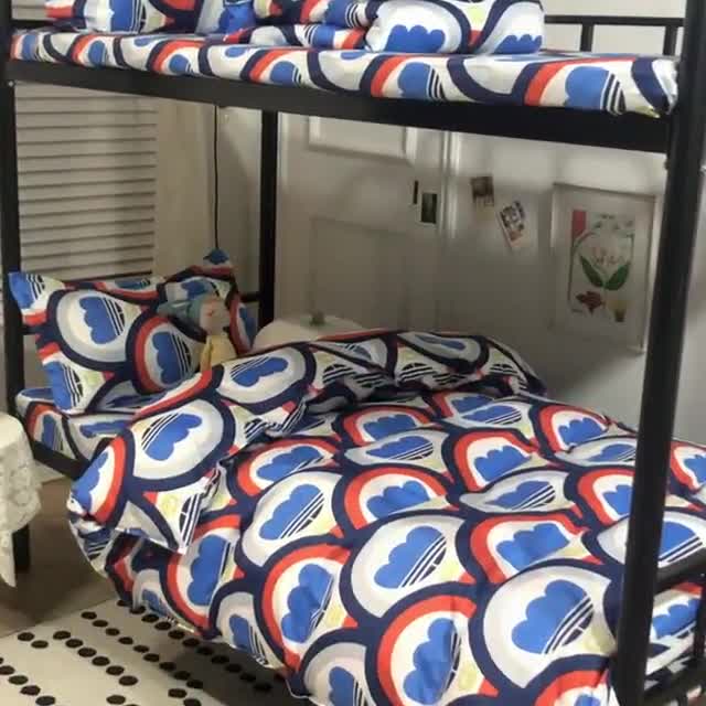 91家纺网 家纺一手货源 找家纺 乐居坊 2022新款芦荟棉上下铺学生床三件套四件套 完美人生