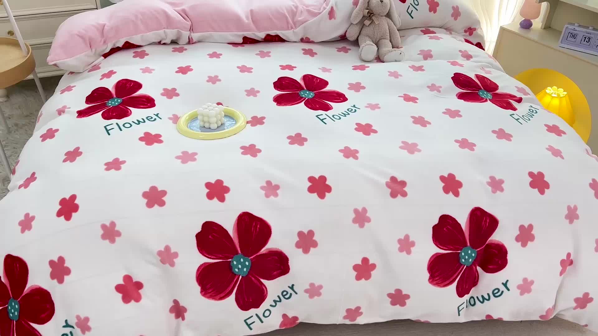 91家纺网 家纺一手货源 找家纺 慕尚 2022新款牛奶绒保暖单被套 牵牛花