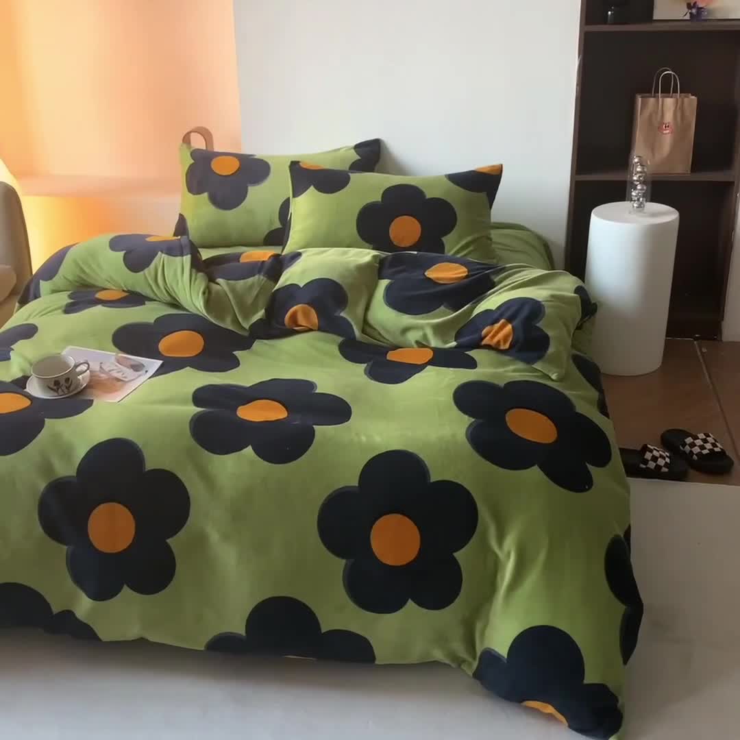 91家纺网 家纺一手货源 找家纺 （总）怡家居 2022秋冬高克重牛奶绒印花四件套