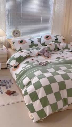 91家纺网 家纺一手货源 找家纺 昔可 2022新款牛奶绒四件套花朵系列 长岛日暮