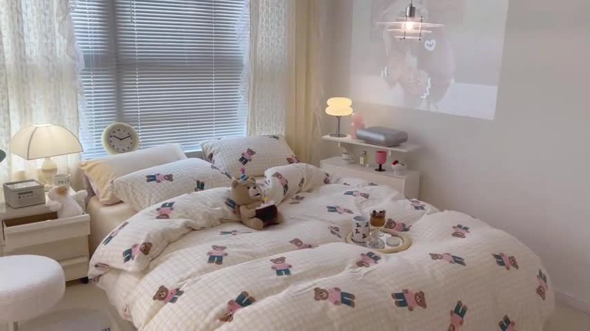 91家纺网 家纺一手货源 找家纺 昔可 2022新款牛奶绒卡通系列四件套 小熊卡卡