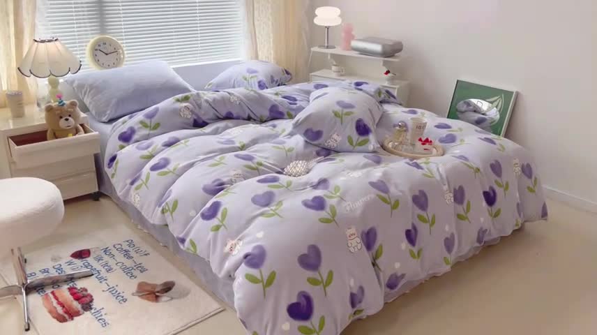 91家纺网 家纺一手货源 找家纺 （总）昔可 2022新款牛奶绒卡通系列四件套