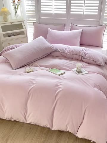 91家纺网 家纺一手货源 找家纺 啊雅家居 2025新款贝壳边宝宝绒四件套 贝壳清粉