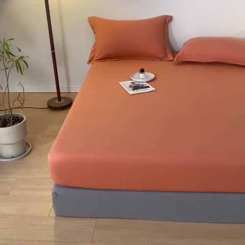 91家纺网 家纺一手货源 找家纺 （总）秀色 秋冬60支纯色全棉磨毛床笠三件套纯棉加厚保护罩