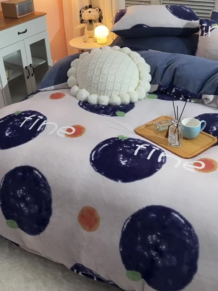 91家纺网 家纺一手货源 找家纺 芃成 2022新款加厚双面牛奶绒印花床品系列-四件套 安纳瑞