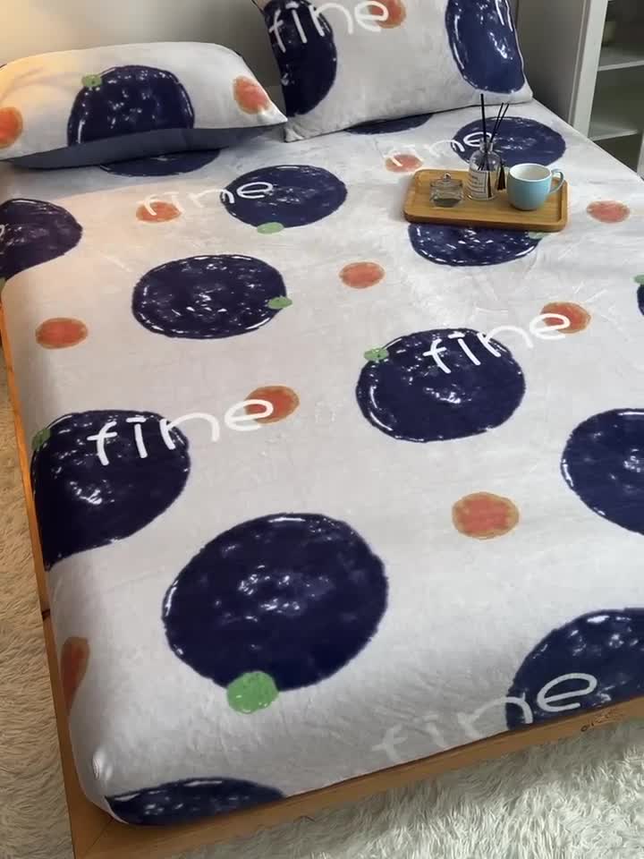 91家纺网 家纺一手货源 找家纺 芃成 2022新款加厚双面牛奶绒印花床品系列-单床笠 安纳瑞