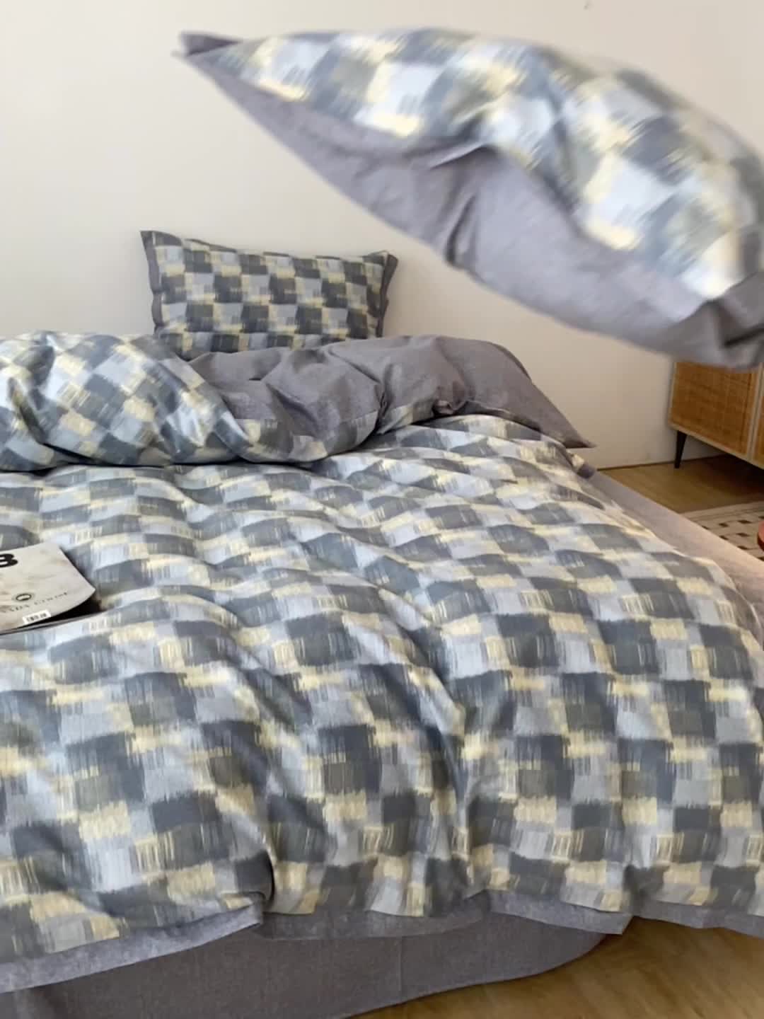 91家纺网 家纺一手货源 找家纺 时年 2022新款生态磨毛飞边款四件套 远山