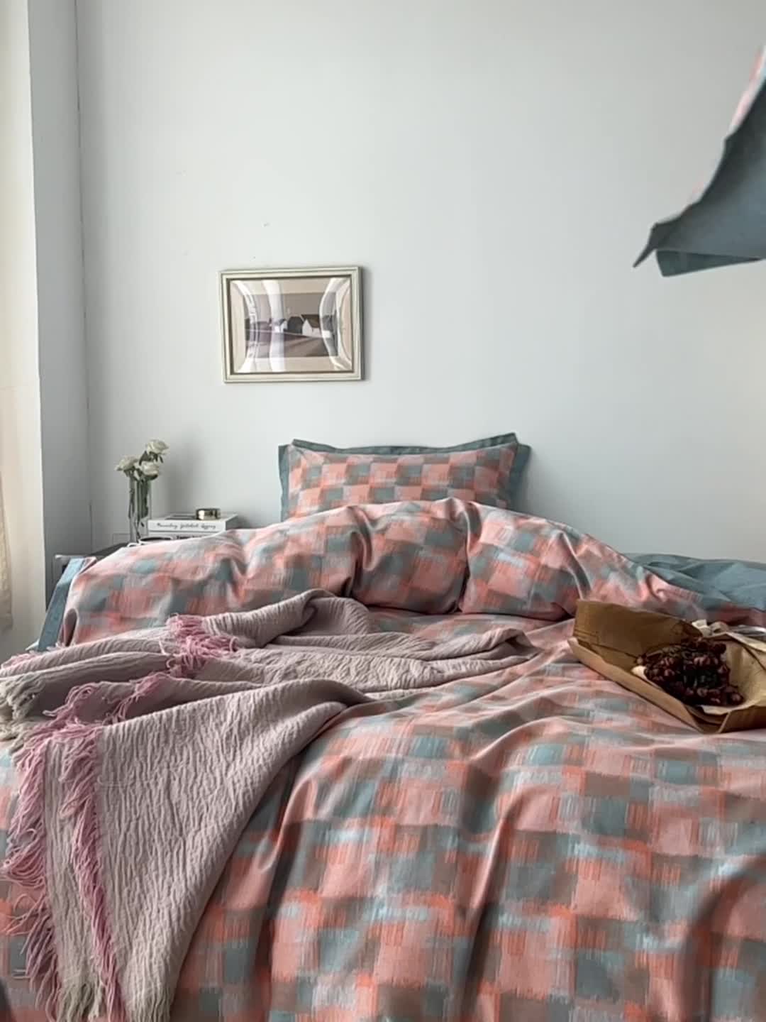 91家纺网 家纺一手货源 找家纺 时年 2022新款生态磨毛飞边款四件套 千帆