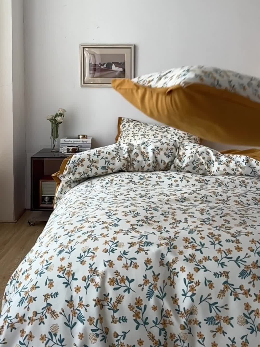 91家纺网 家纺一手货源 找家纺 时年 2022新款生态磨毛飞边款四件套 莲舟