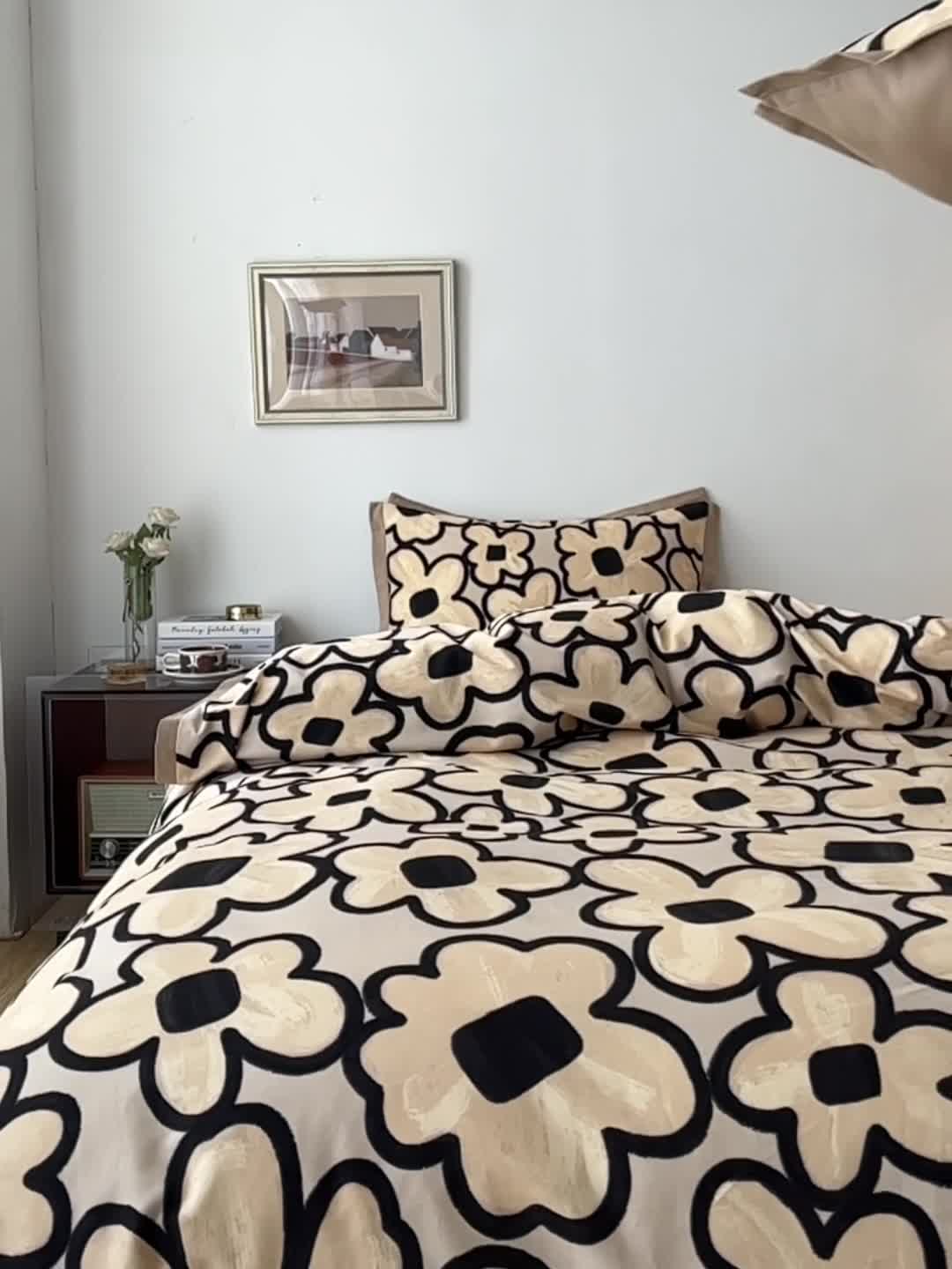 91家纺网 家纺一手货源 找家纺 时年 2022新款生态磨毛飞边款四件套 洛神