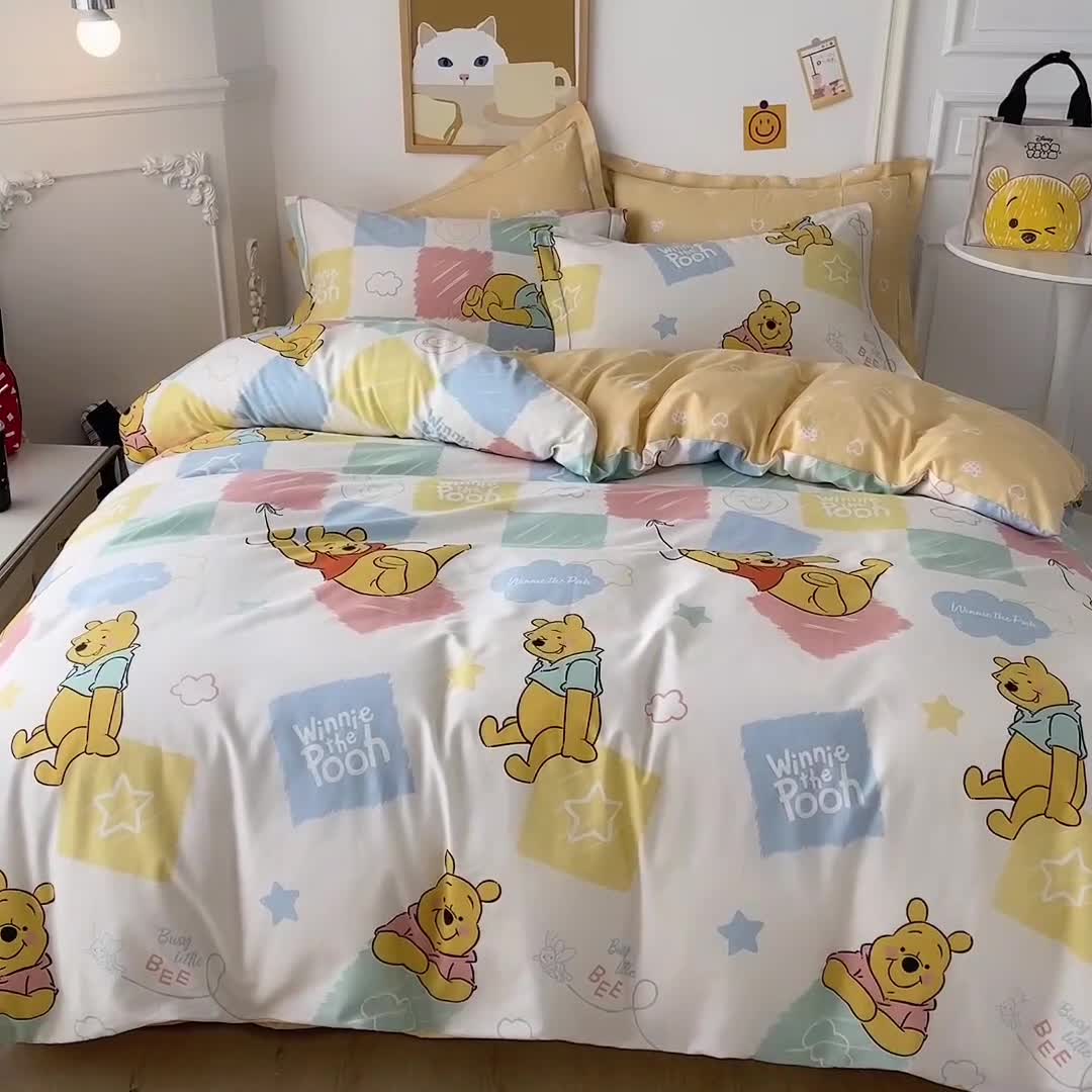 91家纺网 家纺一手货源 找家纺 小芽家居 迪士尼全棉四件套 调皮维尼