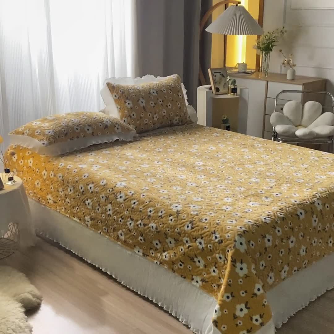 91家纺网 家纺一手货源 找家纺 迷仙巢 2022新款牛奶绒床盖款 田园生活