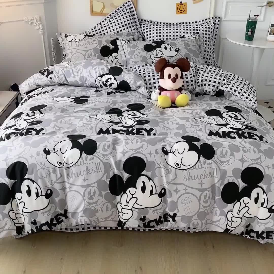 91家纺网 家纺一手货源 找家纺 小芽家居 迪士尼全棉四件套 ok米奇