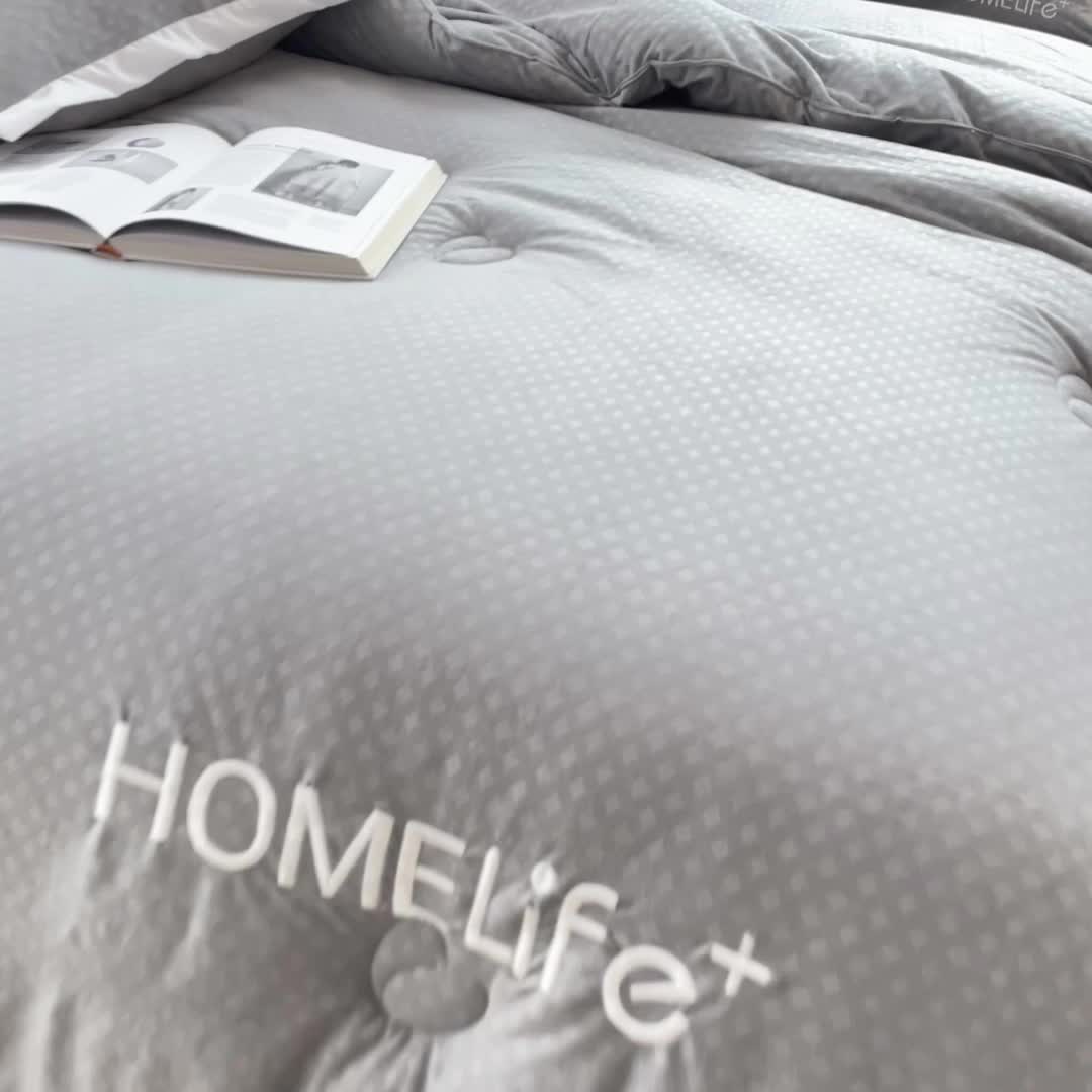 91家纺网 家纺一手货源 找家纺 全季直播A类大豆纤维暖棉绒提花冬被被子被芯 断角花边款绅旅灰