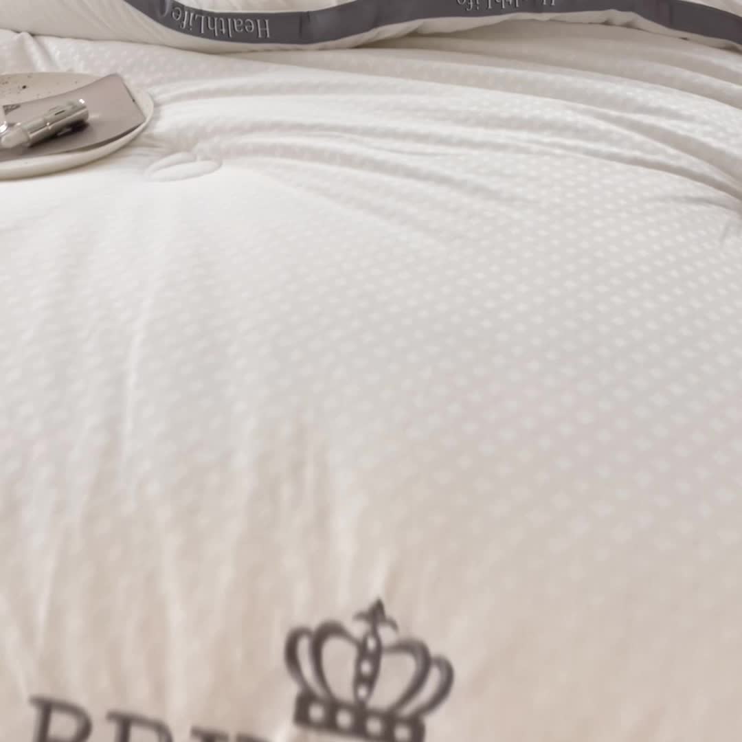 91家纺网 家纺一手货源 找家纺 全季直播A类大豆纤维暖棉绒提花冬被被子被芯 字母立体款烟慕灰