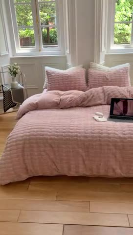 91家纺网 家纺一手货源 找家纺 洋铭区 2022新款獭兔绒四件套 獭兔绒-甜粉