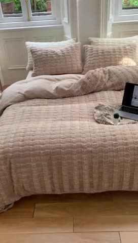 91家纺网 家纺一手货源 找家纺 洋铭区 2022新款獭兔绒四件套 獭兔绒-米驼色