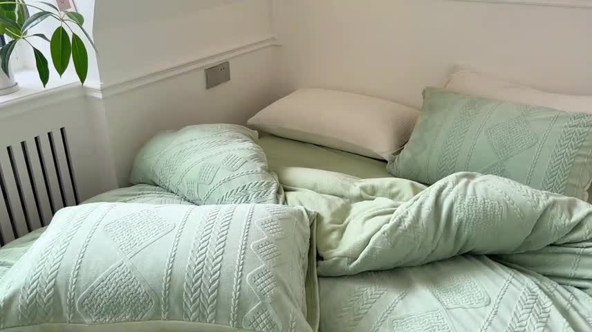 91家纺网 家纺一手货源 找家纺 怡家居2022新款雕花绒高克重牛奶绒四件套 凡希-抹茶绿