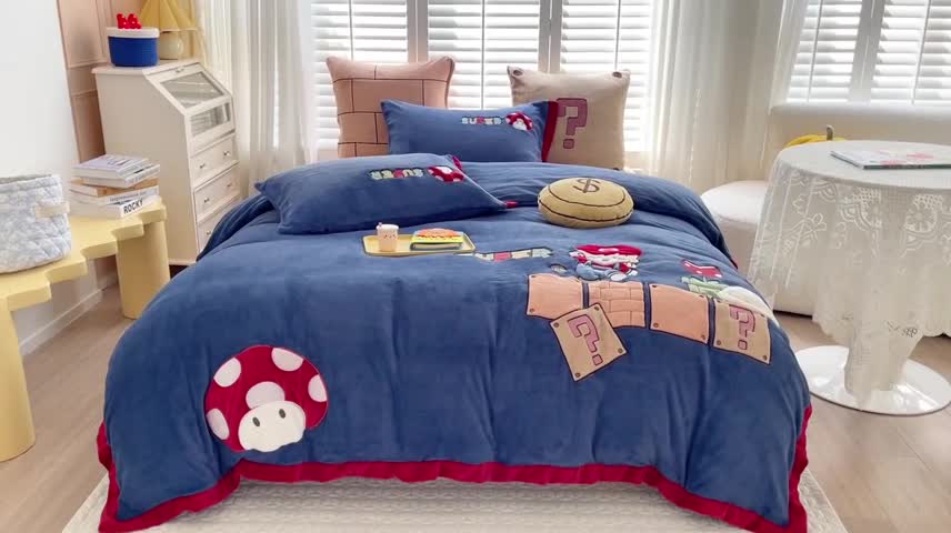 91家纺网 家纺一手货源 找家纺 （总）星野 2022新款圣诞夜系列高克重全消光牛奶绒四件套