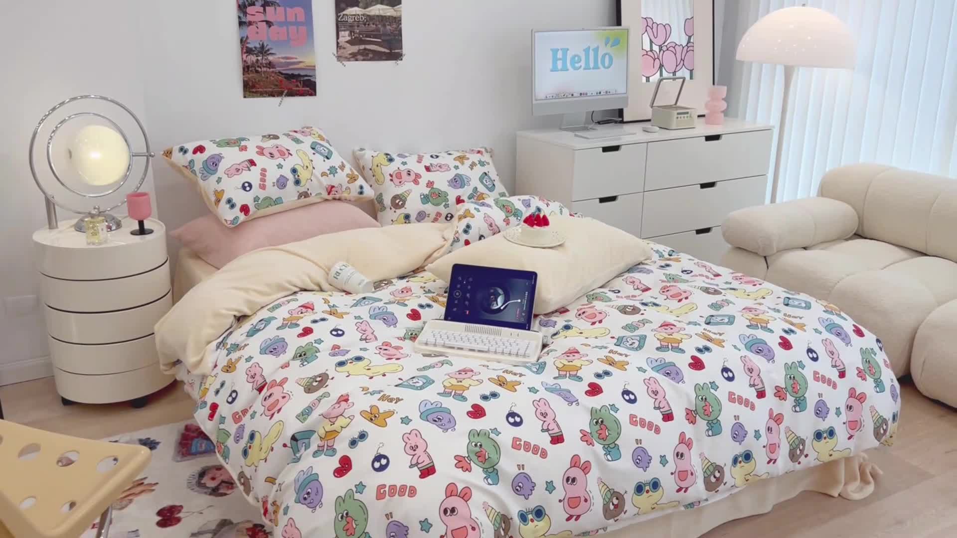 91家纺网 家纺一手货源 找家纺 （总）昔可 2022新款梦幻公主风系列棉加绒印花四件套