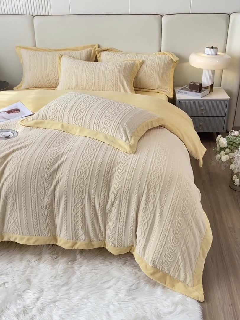 91家纺网 家纺一手货源 找家纺 （总）梦享生活 230高克重欧式烂花全消光亲肤牛奶绒四件套