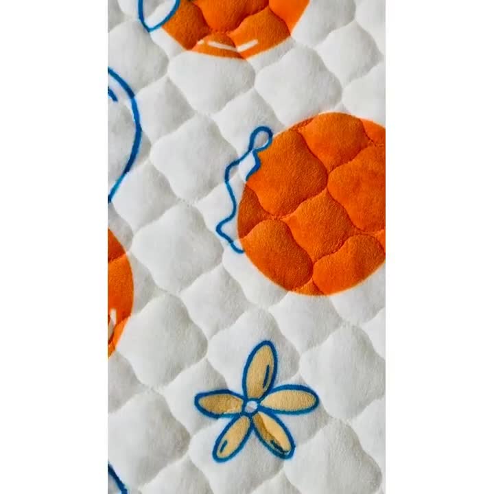 91家纺网 家纺一手货源 找家纺 小虾米 2022新款上下床牛奶绒夹棉床笠 柿子